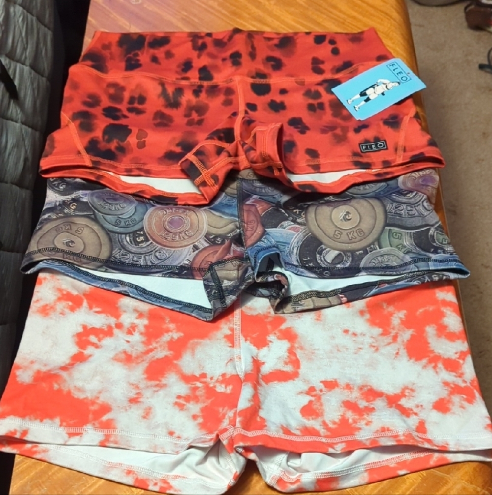 Fleo Red and Black Patterned Athletic Shorts